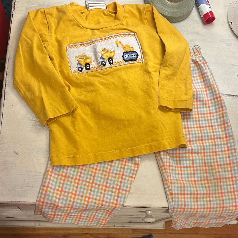 Construction with Plaid Pants